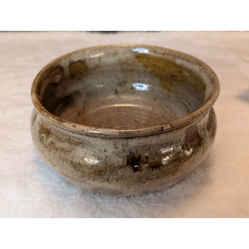 Handmade Studio Pottery Bowl Brown Glaze Signed  JWx